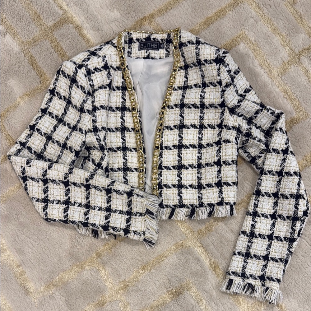 Women's Black and White Tweed Jacket